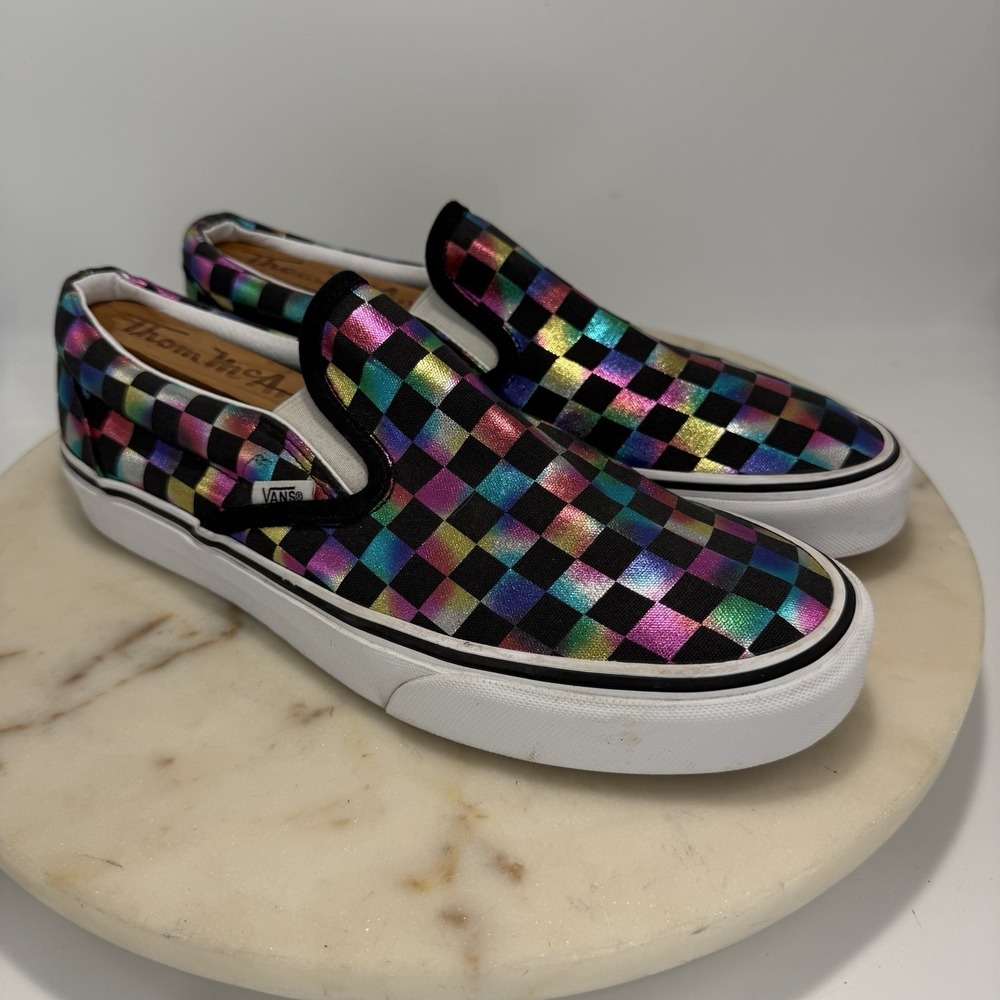 VANS Classic Slip Ons Iridescent Checkerboard Men's 9/Women's 10.5 Sneakers